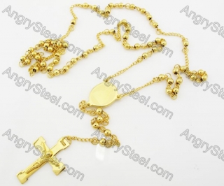 Steel Beads Chain with Cross Necklace KJN750003