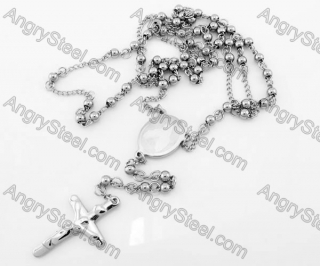 Steel Beads Chain with Cross Necklace KJN750004