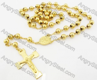 Steel Beads Chain with Cross Necklace KJN750008