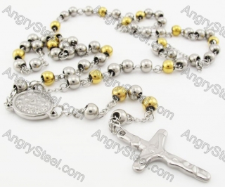 Steel Beads Chain with Cross Necklace KJN750012