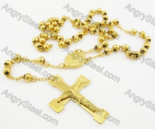 Steel Beads Chain with Cross Necklace KJN750018