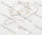 Silver Plating Steel Beads Chain with Cross Necklace KJN750019