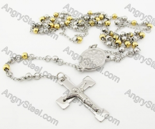 Steel Beads Chain with Cross Necklace KJN750021