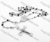 Steel Beads Chain with Cross Necklace KJN750023