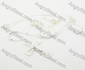 Silver Plating Steel Beads Chain with Cross Necklace KJN750024