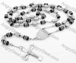 Steel Beads Chain with Cross Necklace KJN750027