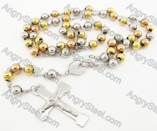 Steel Beads Chain with Cross Necklace KJN750030