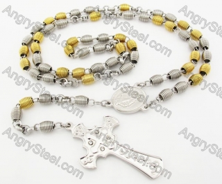 Steel Beads Chain with Cross Necklace KJN750032