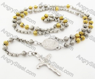 Steel Beads Chain with Cross Necklace KJN750033