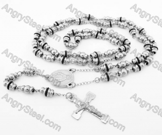 Steel Beads Chain with Cross Necklace KJN750036