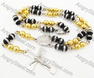 Steel Beads Chain with Cross Necklace KJN750038