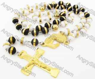 Steel Beads Chain with Cross Necklace KJN750039