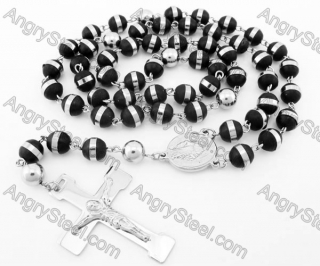 Steel Beads Chain with Cross Necklace KJN750041