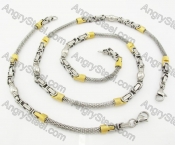 Steel Bracelet and Necklace Set KJS750013