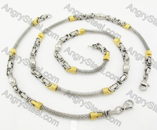 Steel Bracelet and Necklace Set KJS750013