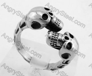 Stainless Steel Double Skull Ring KJR350336