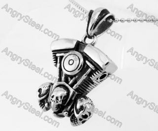 Three Skull Motorcycle Engine Pendant KJP350248