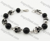 Stainless Steel Bead and Skull Bracelet KJB170271