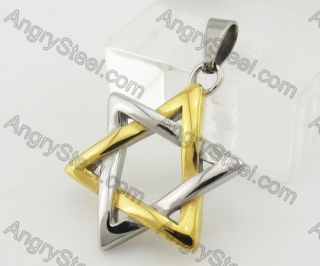 Half Gold Stainless Steel Hexagram Pendant KJP090460