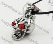 Stainless Steel Red Eyes Double Skull Pendant KJP090479