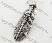 Stainless Steel Skull Feather Pendant KJP090495