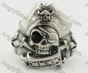 Stainless Steel Black Stone Pirate Skull Ring KJR090360