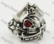 Stainless Steel Red Stone Pirate Skull Ring KJR090361