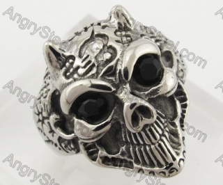 Stainless Steel Black Eyes Skull Ring KJR090369