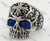 Stainless Steel Blue Eyes Skull Ring KJR090377