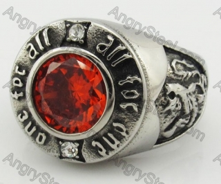 Stainless Steel Red Zircon Ring KJR090405