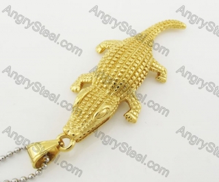 Gold Stainless Steel Crocodile Pendant KJP780007