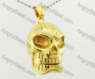 Gold Plating Stainless Steel Skull Pendant KJP780012