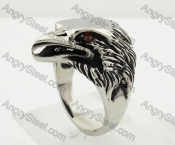 Stainless Steel Red Zircon Eyes Eagle Ring KJR350354