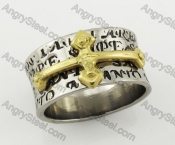 Stainless Steel Gold Cross Ring KJR350359