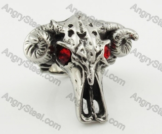 Stainless Steel Cow Skull Ring KJR350367