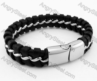 High Polishing Magnetic Clasp Leather Bracelet KJB790001