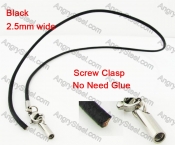 Steel Screw Clasp Leather Chain Necklace KJN790003