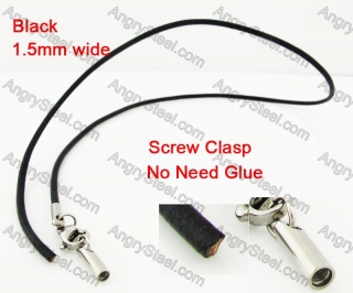 Steel Screw Clasp Leather Chain Necklace KJN790005