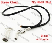 Steel Screw Clasp Leather Chain Necklace KJN790008