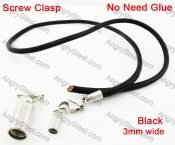 Steel Screw Clasp Leather Chain Necklace KJN790009