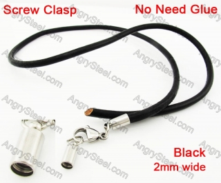 Steel Screw Clasp Leather Chain Necklace KJN790011