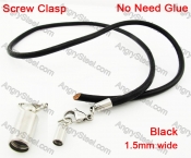 Steel Screw Clasp Leather Chain Necklace KJN790012