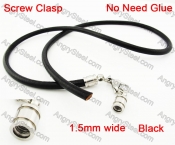 Steel Screw Clasp Leather Chain Necklace KJN790013