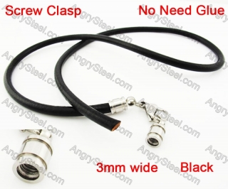 Steel Screw Clasp Leather Chain Necklace KJN790016