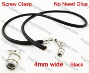 Steel Screw Clasp Leather Chain Necklace KJN790017