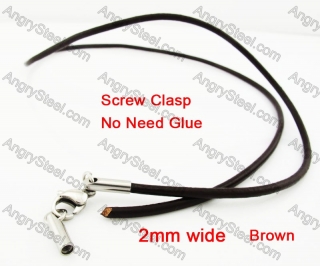 Steel Screw Clasp Leather Chain Necklace KJN790020