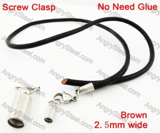 Steel Screw Clasp Leather Chain Necklace KJN790027