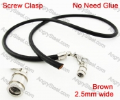 Steel Screw Clasp Leather Chain Necklace KJN790033