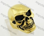 Big Gold Plating Stainless Steel Skull Ring KJR550074