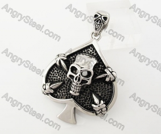 Stainless Steel Spades A Skull Pendant KJP560016